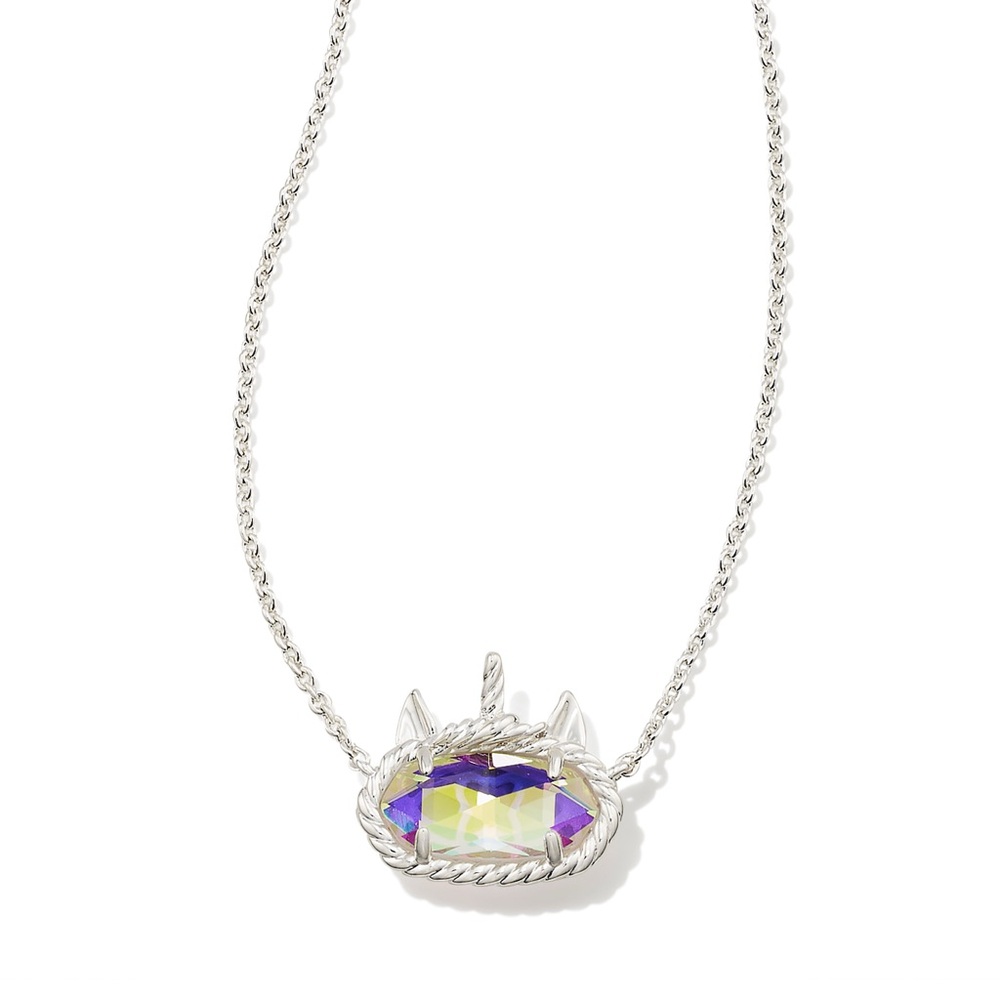 Silver Necklace with Iridescent Pendant